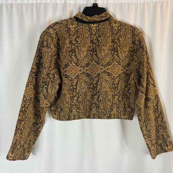90s Paisley Tapestry Cropped, Blazer, Cotton Dark Academia Cottagecore Jacket M - Picture 10 of 12